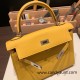 Hermes Kelly 25cm togo 9D /Jaune Ambre Silver Hardware Full Handmade 027