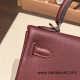 Hermes Kelly 25cm togo 57 /Bordeaux Silver Hardware Full Handmade 032