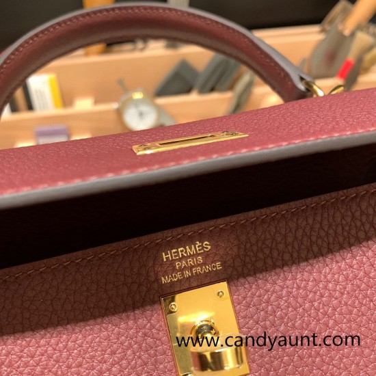 Hermes Kelly 25cm togo 57 /Bordeaux Gold Hardware Full Handmade 033