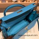 Hermes Kelly 25cm togo 7B /Turquoise Blue Gold Hardware Full Handmade 038