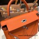 Hermes Kelly 25cm togo 93 /Orange Silver Hardware Full Handmade 041