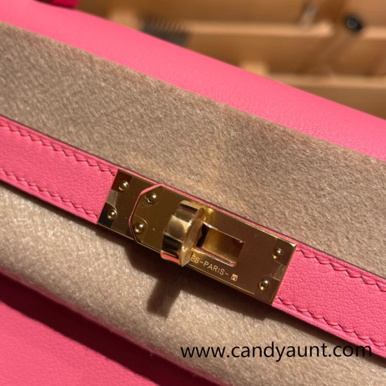 Hermes Kelly 25cm swift U5 /Rose Lipstick Gold Hardware Full Handmade 045