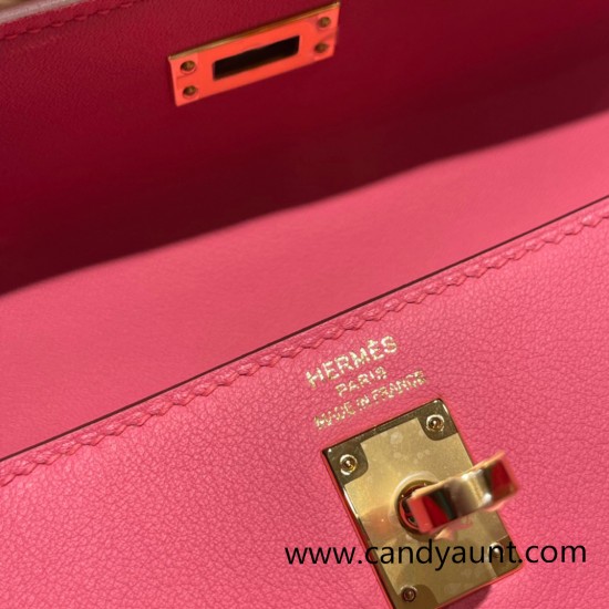 Hermes Kelly 25cm swift U5 /Rose Lipstick Gold Hardware Full Handmade 045