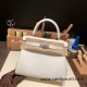 Hermes Kelly 25cm swift 01 /White (Blanc) Silver Hardware Full Handmade 047