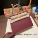 Hermes Kelly 25cm sellier Epsom touch 57/ Bordeaux & 8F/ Etain Gold Hardware Full Handmade 052