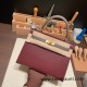 Hermes Kelly 25cm sellier Epsom touch 57/ Bordeaux & 8F/ Etain Gold Hardware Full Handmade 052