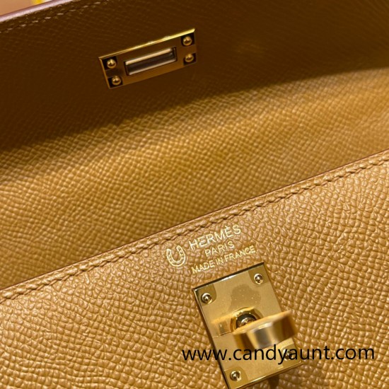 Hermes Kelly 25cm sellier Epsom touch U8 /Bronze Dore & P1 /Rose Eglantine Gold Hardware Full Handmade 053