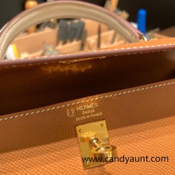 Hermes Kelly 25cm sellier Epsom touch 37/Gold& 10 /Craie Gold Hardware Full Handmade 059