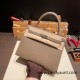 Hermes Kelly 25cm sellier Epsom 18 /Étoupe Grey Silver Hardware Full Handmade 064