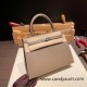 Hermes Kelly 25cm sellier Epsom 18 /Étoupe Grey Silver Hardware Full Handmade 064