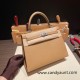 Hermes Kelly 25cm sellier Epsom 0M/Chai Silver Hardware Full Handmade 071