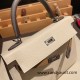 Hermes Kelly 25cm sellier Epsom I2 /Nata Silver Hardware Full Handmade 075