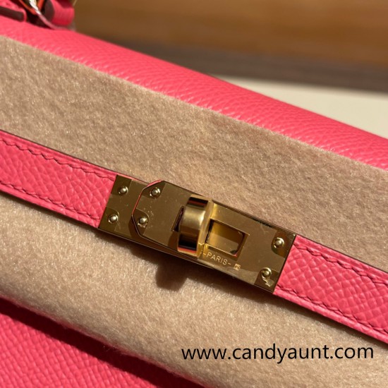 Hermes Kelly 25cm sellier Epsom U5 /Rose Lipstick Gold Hardware Full Handmade 078