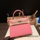 Hermes Kelly 25cm sellier Epsom 1Q/Rose Confetti Silver Hardware  Full Handmade 089