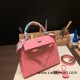 Hermes Kelly 25cm sellier Epsom 1Q/Rose Confetti Silver Hardware  Full Handmade 089