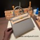 Hermes Kelly 25cm sellier Epsom 0L/ Gris Meyer Gold Hardware Full Handmade 094