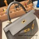 Hermes Kelly 25cm sellier Epsom 0L/ Gris Meyer Gold Hardware Full Handmade 094