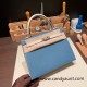 Hermes Kelly 25cm sellier Epsom 75/Blue Jean & 10 /Craie Silver Hardware Full Handmade 096