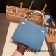 Hermes Kelly 25cm sellier Epsom 75/Blue Jean & 10 /Craie Silver Hardware Full Handmade 096