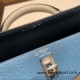 Hermes Kelly 25cm sellier Epsom 75/Blue Jean & 10 /Craie Silver Hardware Full Handmade 096