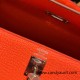 Hermes Kelly 25cm sellier Epsom 9J /Feu Silver Hardware Full Handmade 099