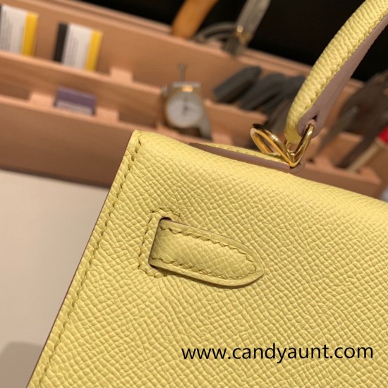 Hermes Kelly 25cm sellier Epsom 9R/Lime Gold Hardware Full Handmade 100