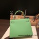 Hermes Kelly 25cm sellier Epsom 3I/Vert Criquet Silver Hardware  Full Handmade 101