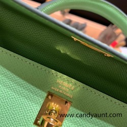 Hermes Kelly 25cm sellier Epsom 3I/Vert Criquet Gold Hardware  Full Handmade 102