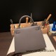 Hermes Kelly 25cm sellier Epsom 8F/ Etain Silver Hardware Full Handmade 103