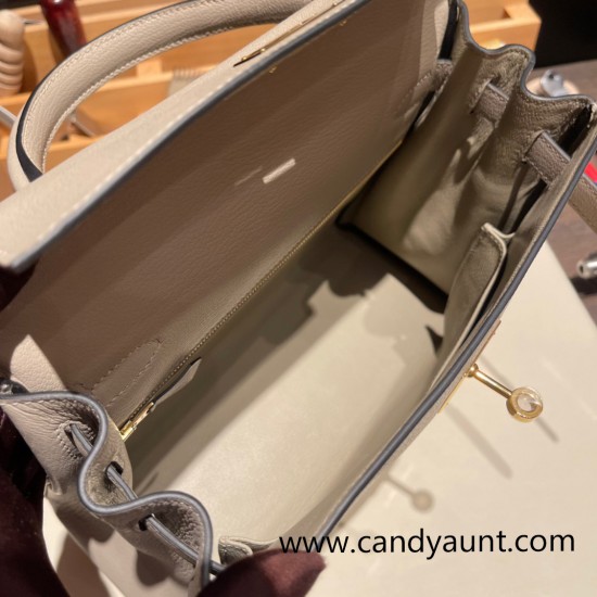 Hermes Kelly 28CM togo 8F /Etain SilverHardware  FullHandmade 001