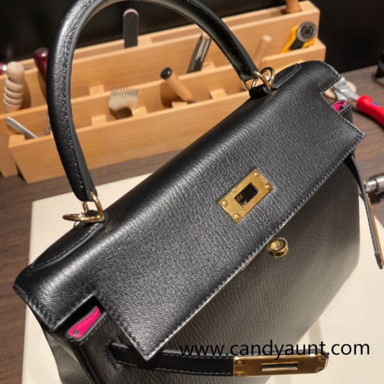 Hermes Kelly 28CM togo 89 /Black (Noir) GoldHardware  FullHandmade 002