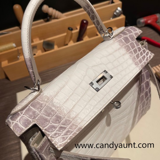 Hermes Kelly 28CM CrocodileHimalaya 28Kelly SilverHardware  FullHandmade 003