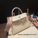 Hermes Kelly 28CM swift 10 /Craie swift SilverHardware  FullHandmade 004