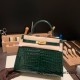 Hermes Kelly 28CM Crocodile Niloticus W0 /Vert Bosphore GoldHardware    FullHandmade 011