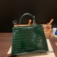 Hermes Kelly 28CM Crocodile Niloticus W0 /Vert Bosphore GoldHardware    FullHandmade 011