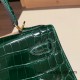 Hermes Kelly 28CM Crocodile Niloticus W0 /Vert Bosphore GoldHardware    FullHandmade 011