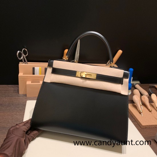 Hermes Kelly 28CM box 89 /Black (Noir) GoldHardware    FullHandmade 014