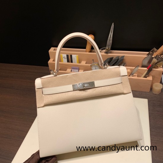 Hermes Kelly 28CM Epsom 18 /Étoupe Grey GoldHardware    FullHandmade 016