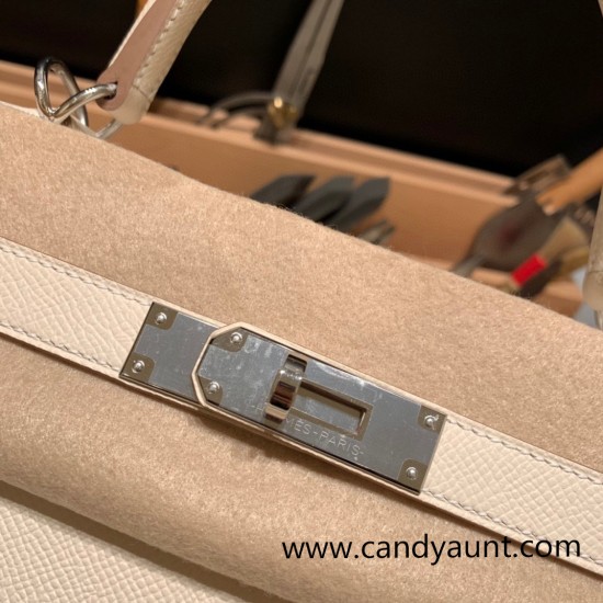 Hermes Kelly 28CM Epsom 18 /Étoupe Grey GoldHardware    FullHandmade 016