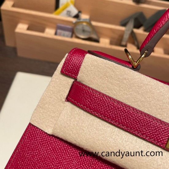 Hermes Kelly 28CM Epsom B5 /Ruby GoldHardware  FullHandmade 023