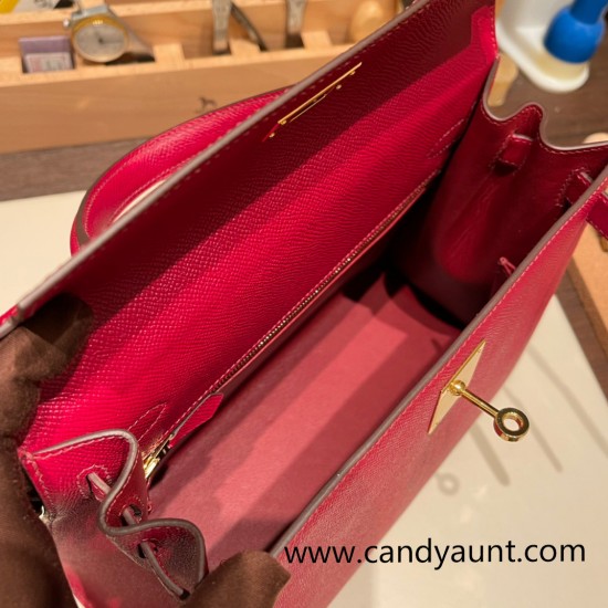 Hermes Kelly 28CM Epsom B5 /Ruby GoldHardware  FullHandmade 023