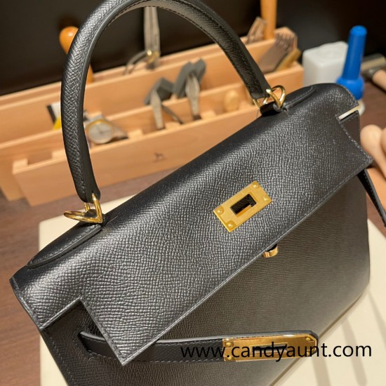 Hermes Kelly 28CM Epsom 89 /Black (Noir) GoldHardware  FullHandmade 024