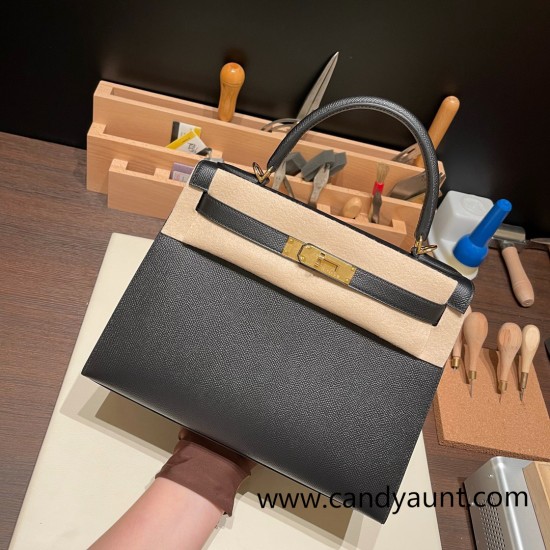 Hermes Kelly 28CM Epsom 89 /Black (Noir) GoldHardware  FullHandmade 024