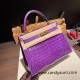 Hermes Kelly 28CM Porosus Crocodile 96 / Violet GoldHardware 033