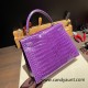 Hermes Kelly 28CM Porosus Crocodile 96 / Violet GoldHardware 033