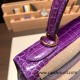 Hermes Kelly 28CM Porosus Crocodile 96 / Violet GoldHardware 034