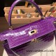 Hermes Kelly 28CM Porosus Crocodile 96 / Violet GoldHardware 034