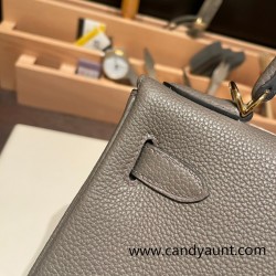 Hermes Kelly 28CM togo 8F /Etain GoldHardware     FullHandmade 035