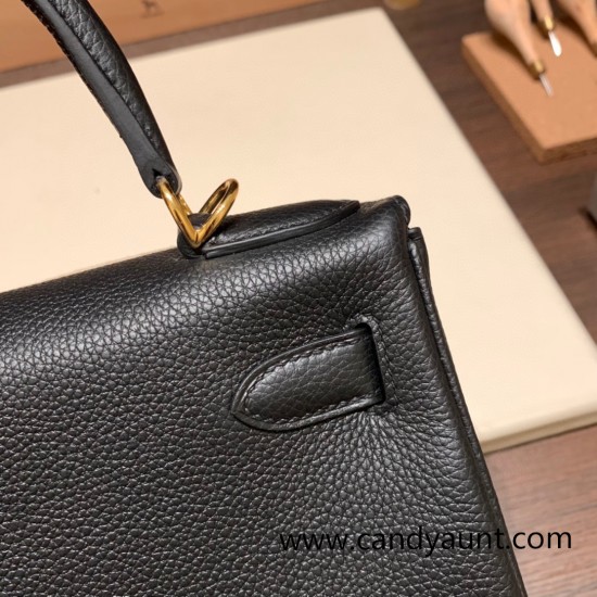 Hermes Kelly 28CM togo 89 /Black (Noir) GoldHardware  FullHandmade 036