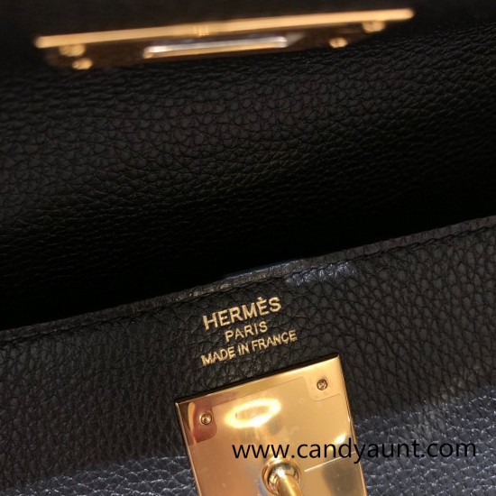 Hermes Kelly 28CM togo 89 /Black (Noir) GoldHardware  FullHandmade 036